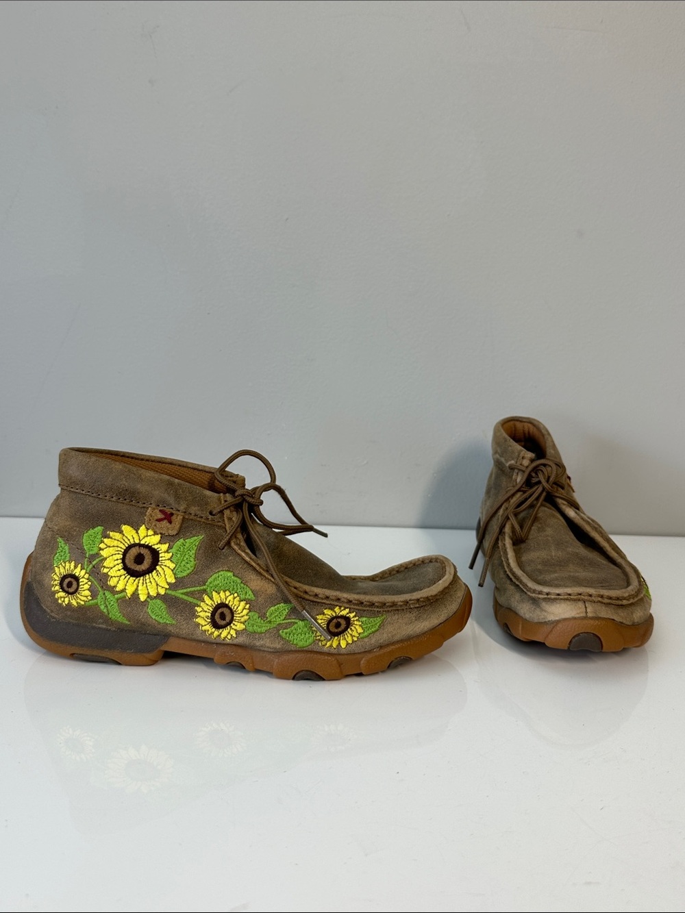 Twisted X Sunflower Chukka Leather Moc Toe Boots Shoes Size 5.5 Western Festival